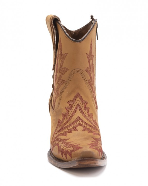 Beige color western short boots