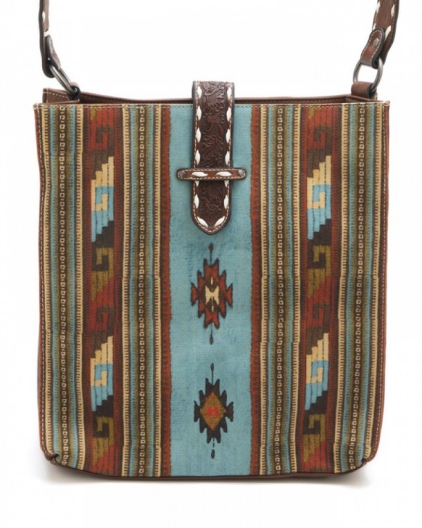 Bolso de mano grande estilo vaquero para mujer con mosaico multicolor Southwest