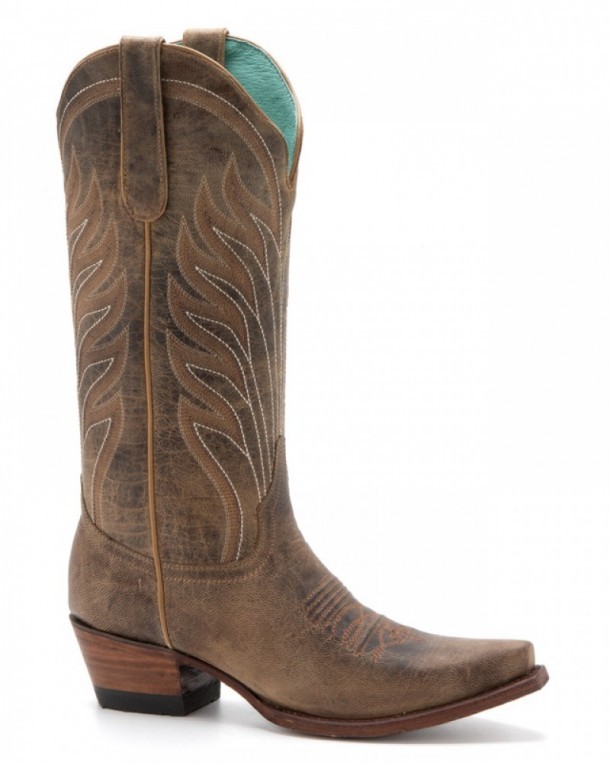 Ladies greased light brown goat skin cowgirl boots from Denver Boots
