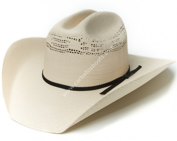 Sombrero blanco western copa calada paja endurecida blanca