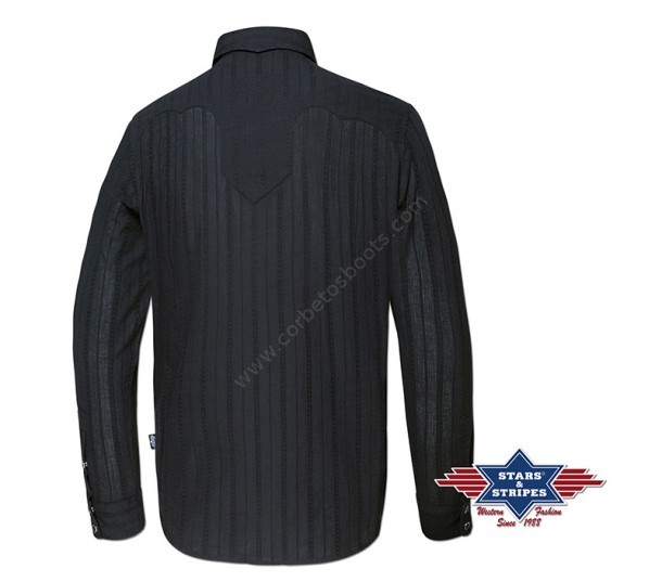 Cotton classic jacquard mens black western shirt