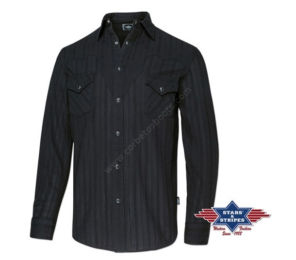 Cotton classic jacquard mens black western shirt