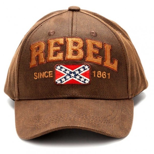 Confederate flag distressed brown baseball cap