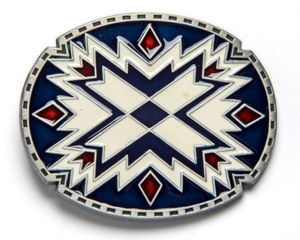 Navajo mosaic colour enameled belt buckle