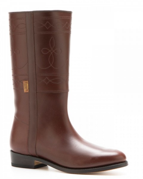 Shiny reddish brown cow leather classic knee-high camperos boots for men and women