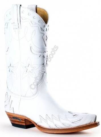 3893 Cuervo Napa Blanca | Sendra unisex combined white leather cowboy boots