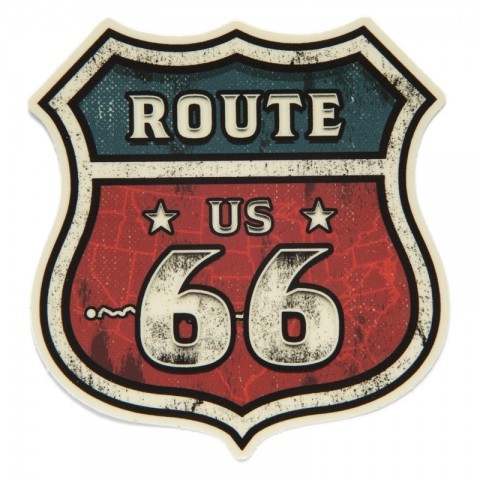 Adhesivo señal clásica Ruta 66 con mapa