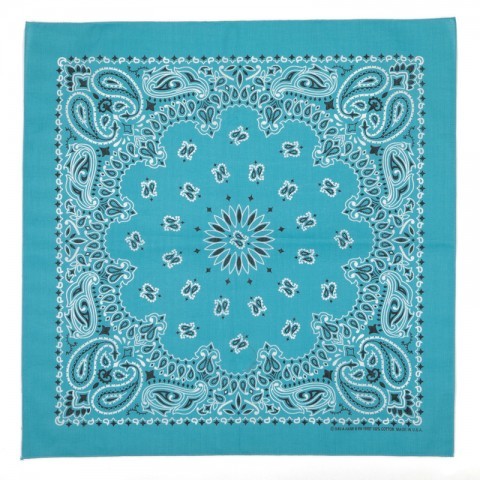 Bandana rockabilly color turquesa con un vistoso estampado paisley. Consigue un look retro vintage estilo pin up con este pañuelo para el pelo 