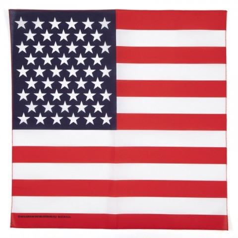 Pañuelo tela decorado con la bandera de los Estados Unidos de America. Auténtico MADE IN USA. El pañuelo perfecto para bailar country y los moteros 