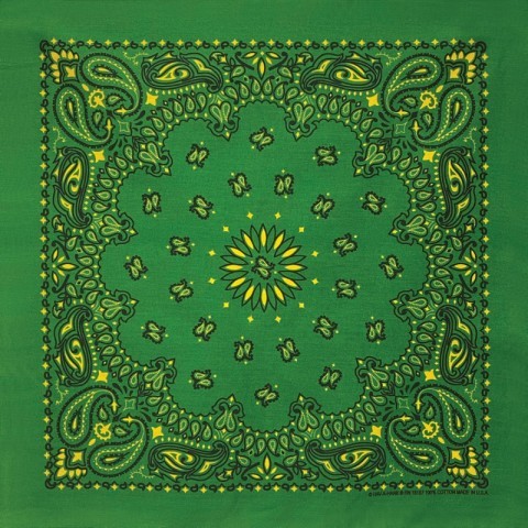  American-made green and yellow paisley print bandana, available at Corbeto