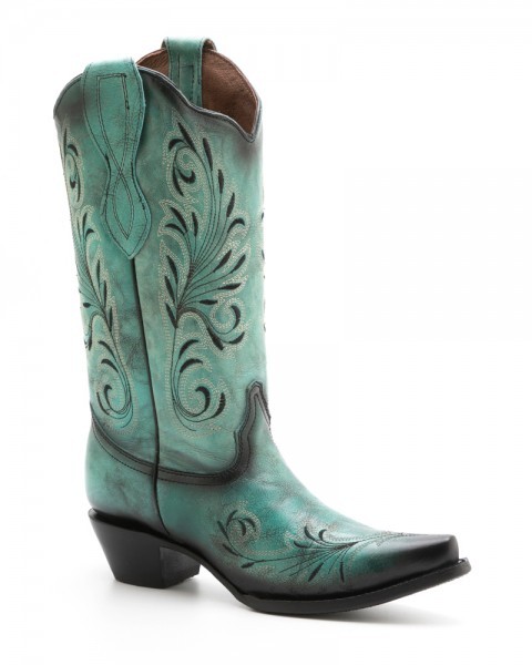 Women green cowboy boots