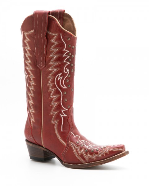 Women red rocker boots