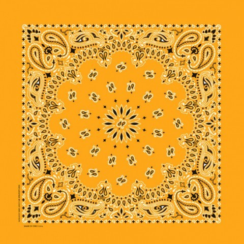 Bandana color amarillo con estampado tipo paisley original americana disponible en Corbeto